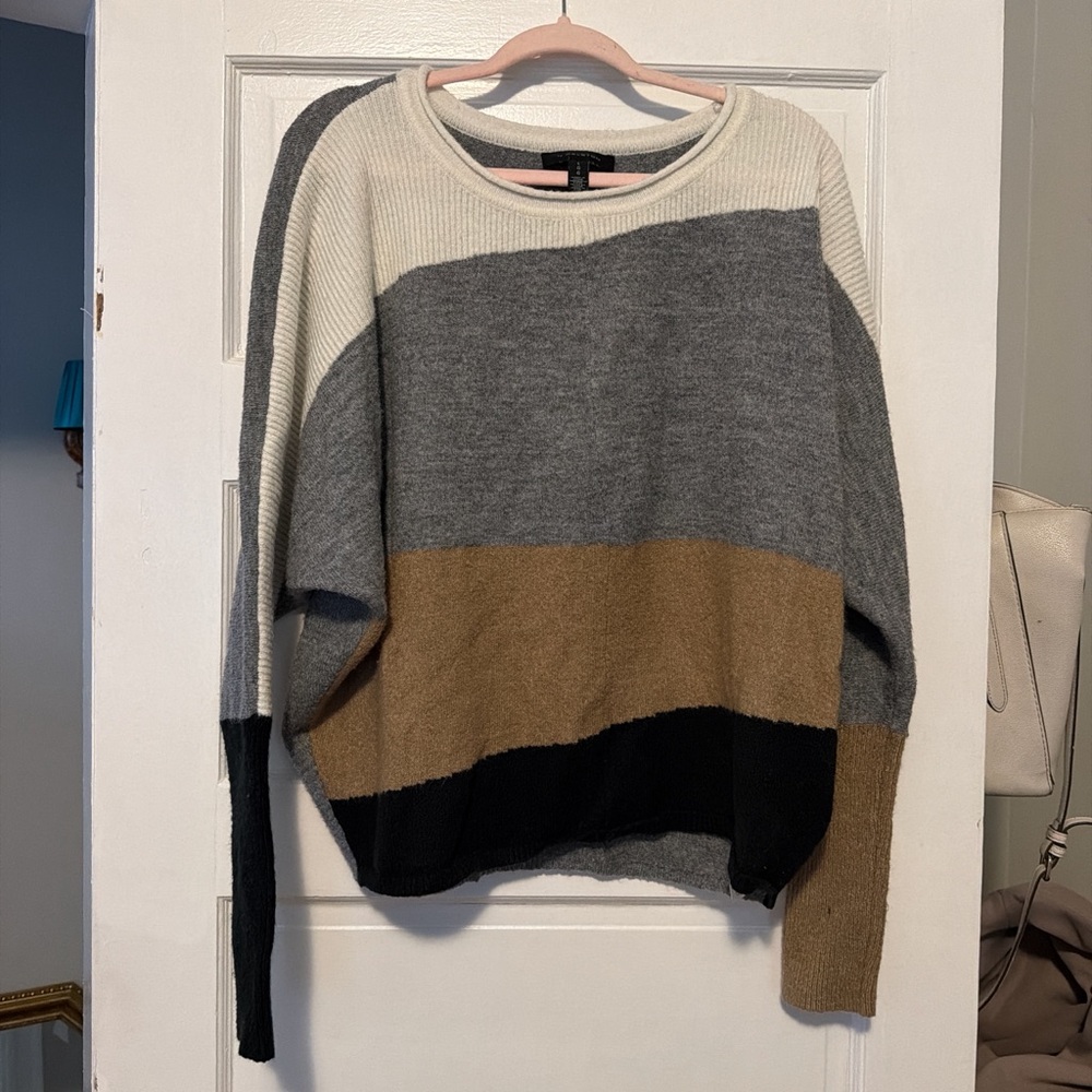 Halston Heritage Colorblock Sweater - Cream, Gray, Tan, Black
